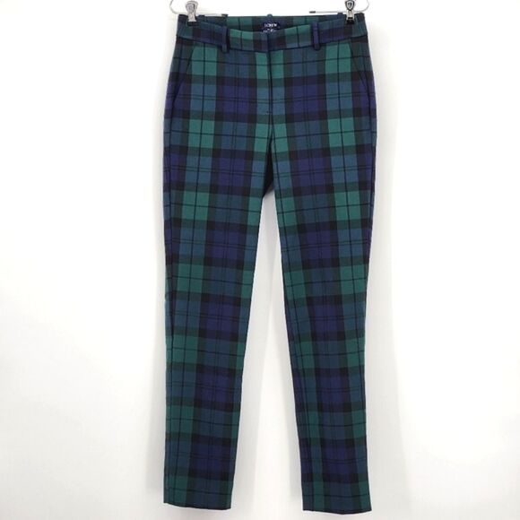 J Crew Ruby Dress Pants Womens Size 4 Straight Leg Black Watch Plaid Work Office - Picture 1 of 11